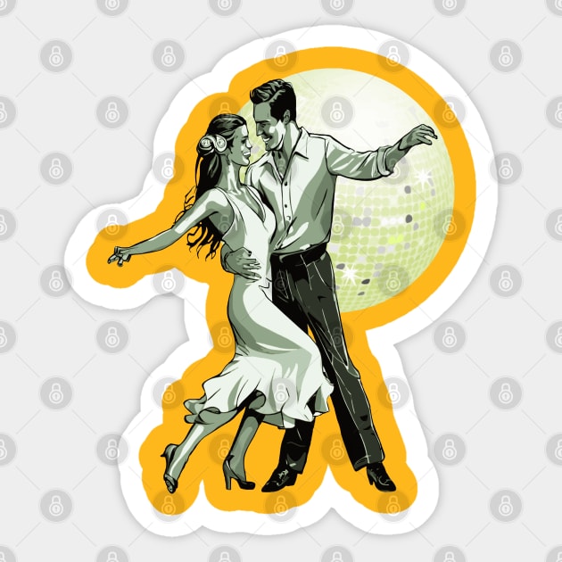 Salsa Couple Dancing With Ballroom Mirrorball Sticker by taiche